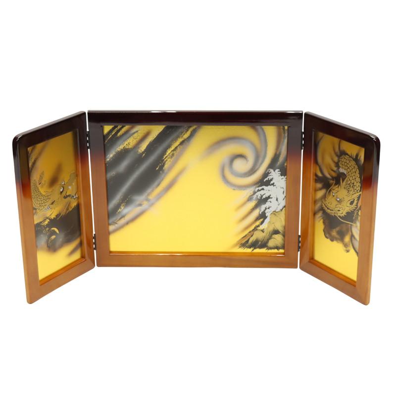 アウトレット品 インテリア 屏風単品 40cm 王朝塗り 龍 三曲屏風 25a