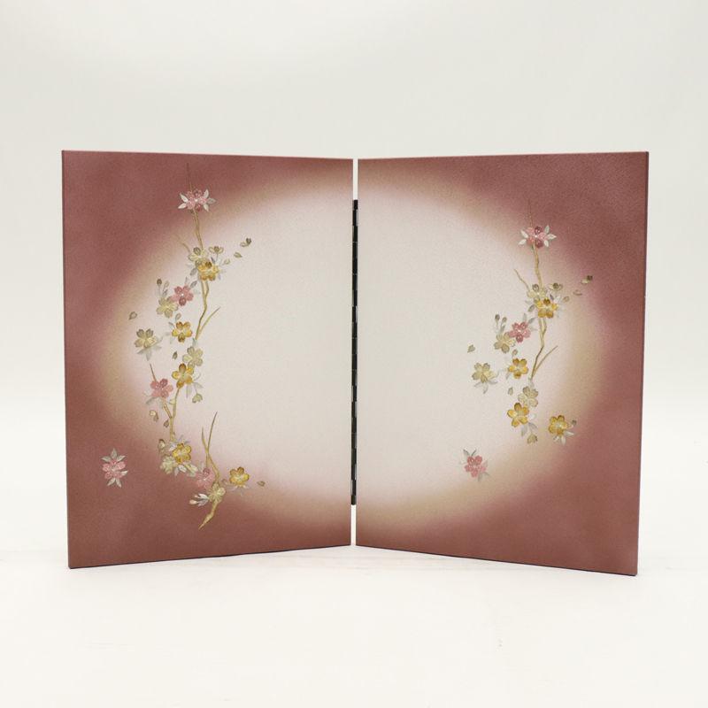 アウトレット品 インテリア 屏風単品 16号 桜刺繍P紫ぼかし 二曲屏風