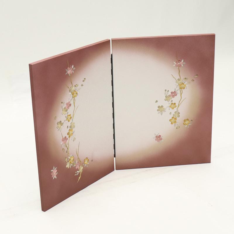 アウトレット品 インテリア 屏風単品 16号 桜刺繍P紫ぼかし 二曲屏風
