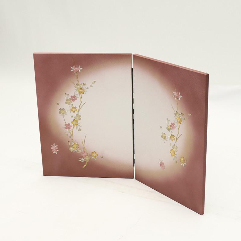 アウトレット品 インテリア 屏風単品 16号 桜刺繍P紫ぼかし 二曲屏風