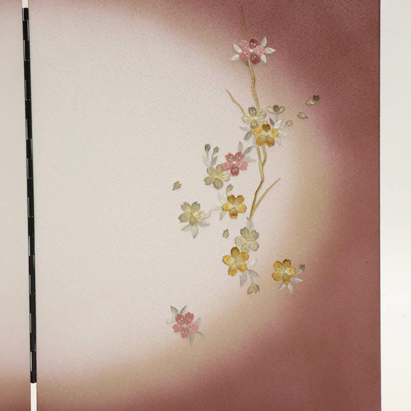 【雛蔵】二曲屏風　桜 アウトレット品 インテリア 屏風単品 16号 桜刺繍P紫ぼかし 二曲屏風
