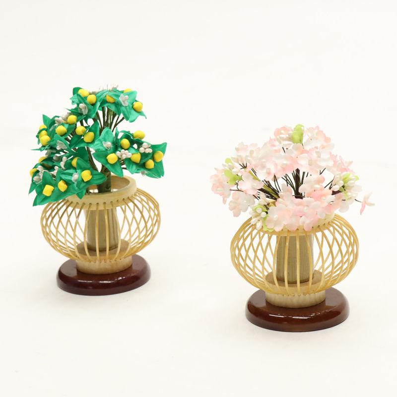 アウトレット品 雛人形 道具単品 小 桜橘 京風 竹篭 ケヤキ台 25a-ya