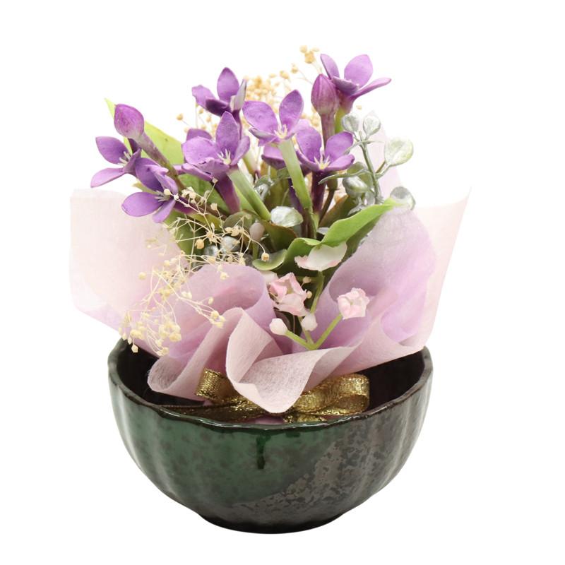 雛道具　花飾り　盛花 アウトレット品 雛人形 道具単品 12cm 桜橘 お椀に紫花 フラワー