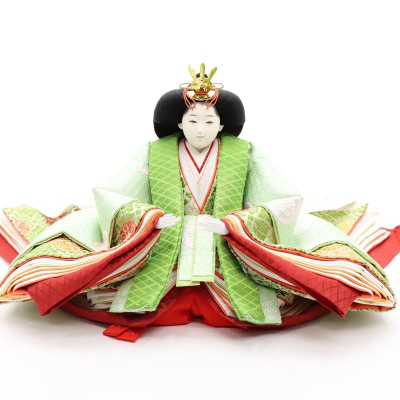 アウトレット品 雛人形 親王単品 御所華紋 京八番 殿：うぐいす色（緑