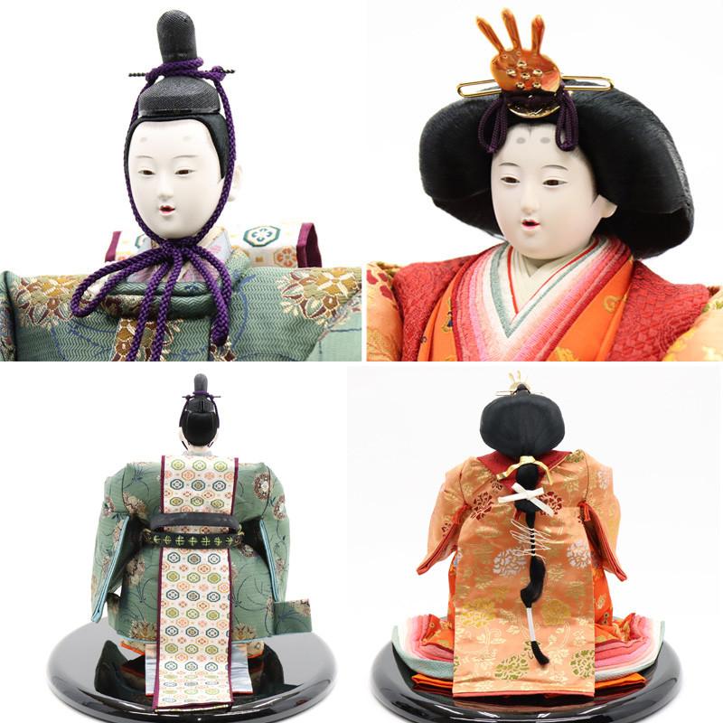 アウトレット品 雛人形 親王単品 立雛 静和 九番 殿：深緑系/姫：赤系