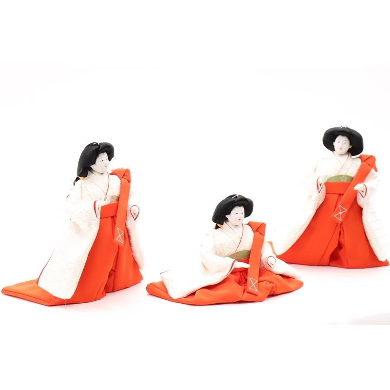 アウトレット品 雛人形 官女単品 三白 七寸 白系衣裳 三人官女 26a-ya