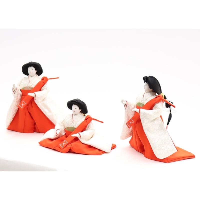 アウトレット品 雛人形 官女単品 三白 七寸 白系衣裳 三人官女 26a-ya