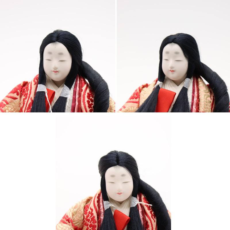 アウトレット品 雛人形 官女単品 有職 七寸 エンジ色衣裳 三人官女 26a