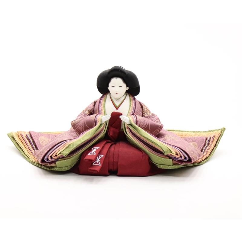 アウトレット品 雛人形 官女単品 有職 京七寸 座り官女：紫と緑系/立官