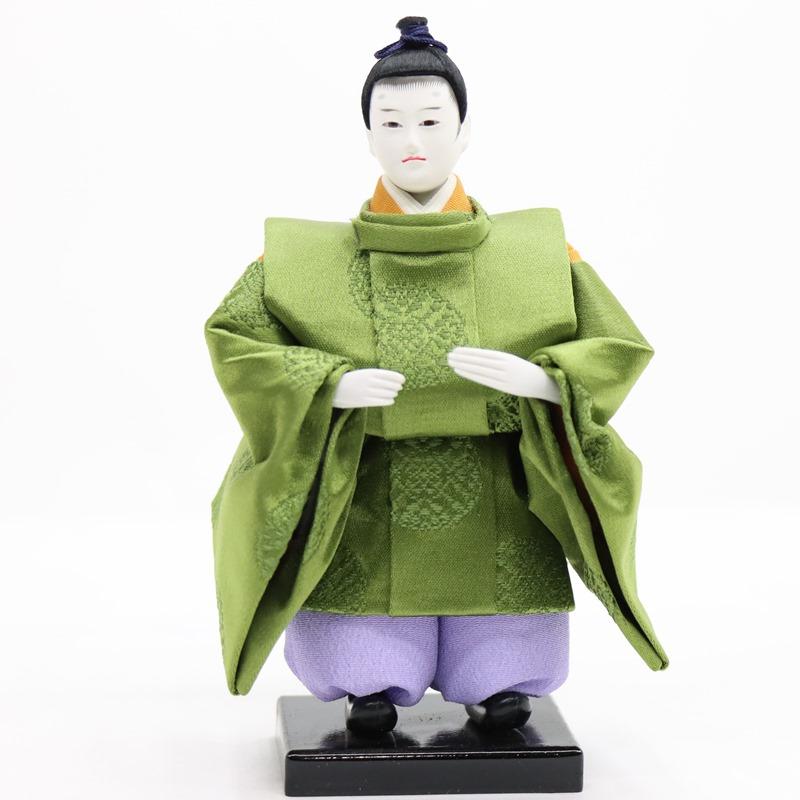 春光作 緑色 雛人形 専用箱付き　開封済み未使用品 アウトレット品 雛人形 その他人形単品 王朝行列（家来八人） 茶色・橙