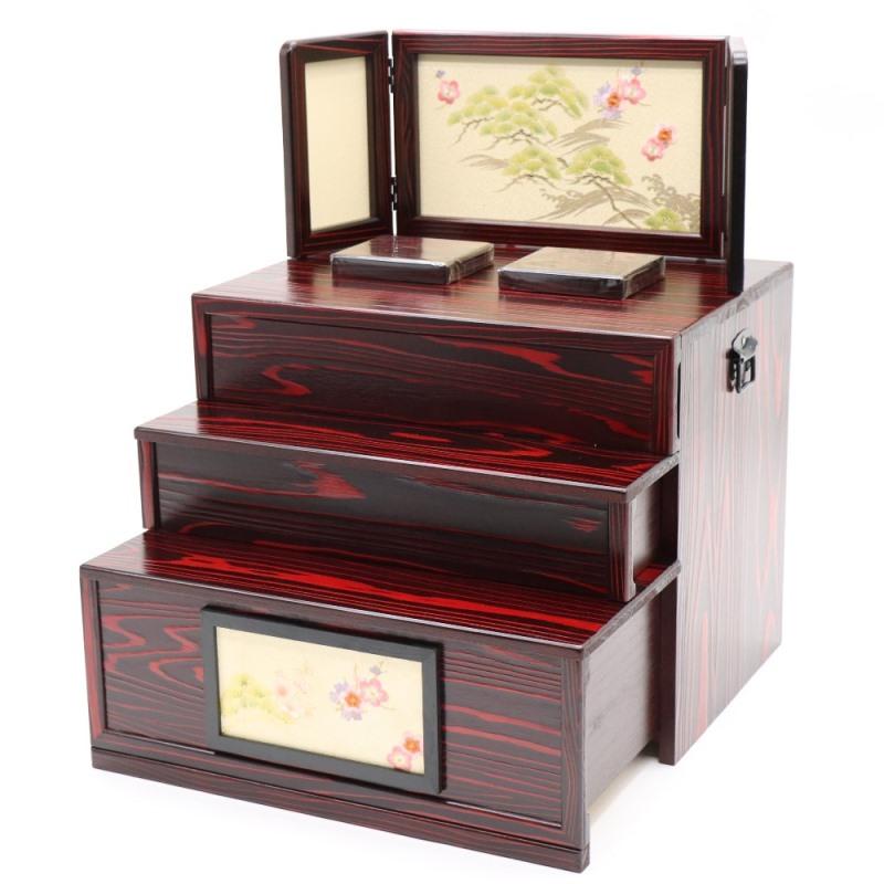 収納式雛人形屏風等飾り台 アウトレット品 雛人形 台屏風セット 収納台屏風（玉台付） 600 黒赤