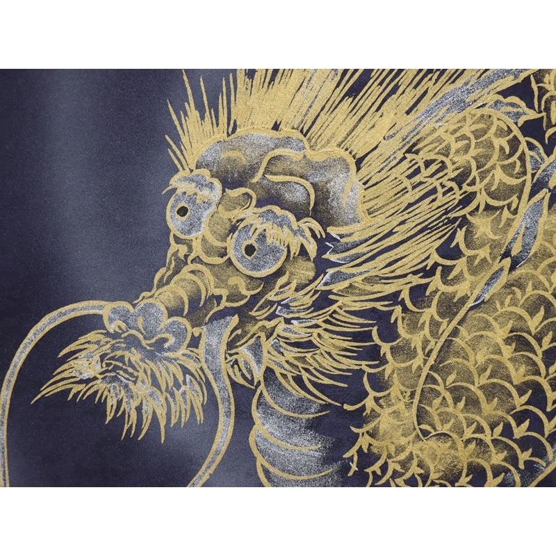 アウトレット品 屏風単品 二曲屏風 35号 パープル 手描き龍 レトロ