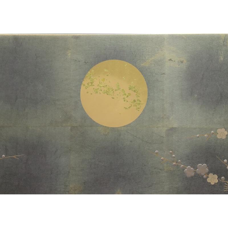 アウトレット品 屏風単品 三曲屏風 13号 青貝箔 月に松と梅 レトロ アートスタンド 26a-ya-0984_5