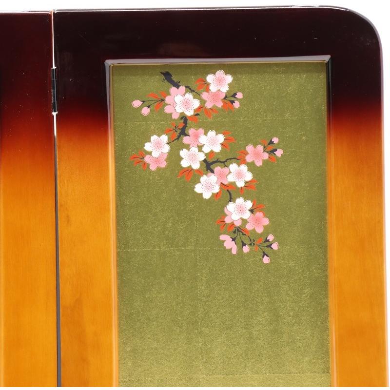 アウトレット品 屏風単品 三曲屏風 18号 ゴールド 盛上桜 レトロ