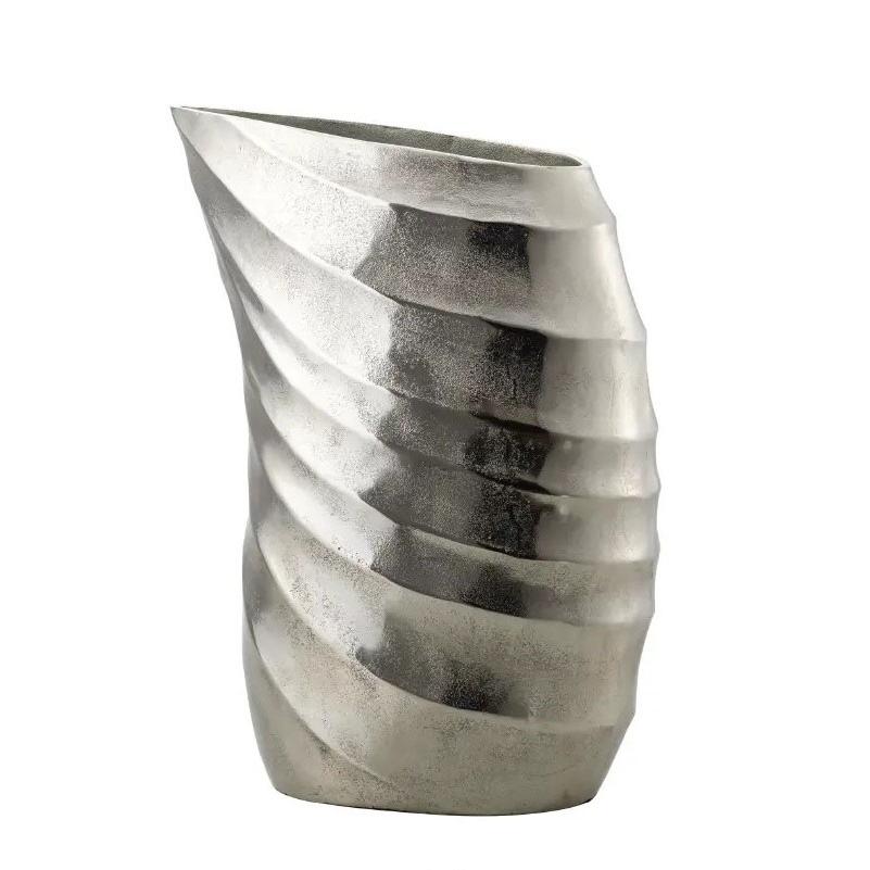 花瓶 フラワーベース Aluminum spiral アルミニウム スピラル silver 1