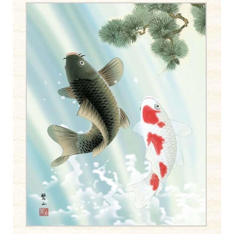 日本画 唐沢碧山 夫婦滝昇鯉 F8 [g4-bd030-F8]（代引き不可）｜sakura-soleil｜03