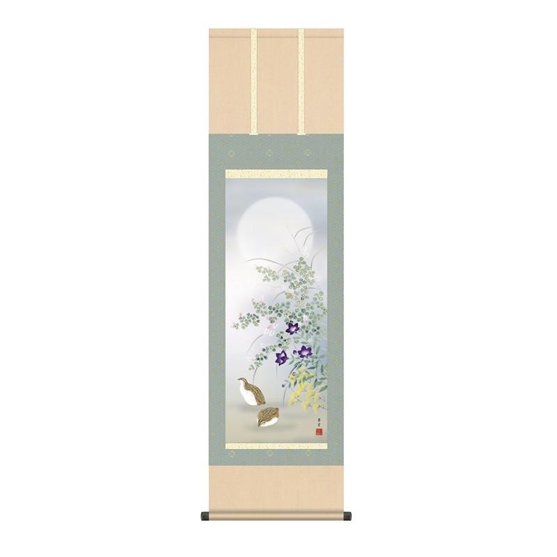 掛軸 花鳥画 秋掛け 秋草に鶉 尺三 茂木蒼雲 [KZ2MA4-142](代引っ張ること不可) 楽器、手芸、コレクション-美術、工芸品