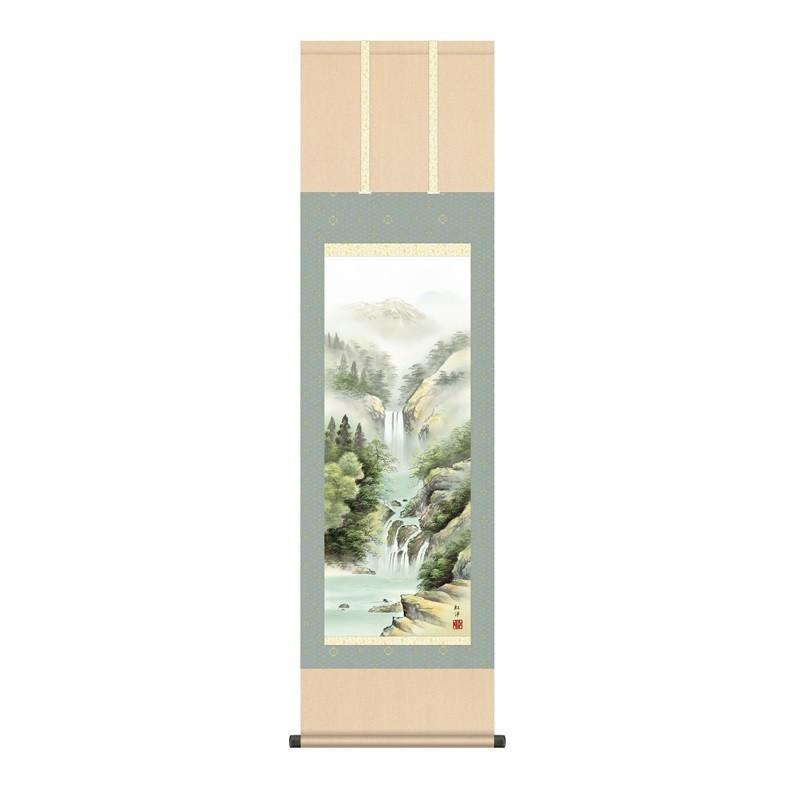 掛軸 年がら年百飾りつけ景色画 ペンキ塗り景色 素晴らしい冽瀑 尺三 田口紅洋 [KZ2MB1-N053](代引っ張ること不可) 美術、工芸品-楽器、手芸、コレクション-掛け軸