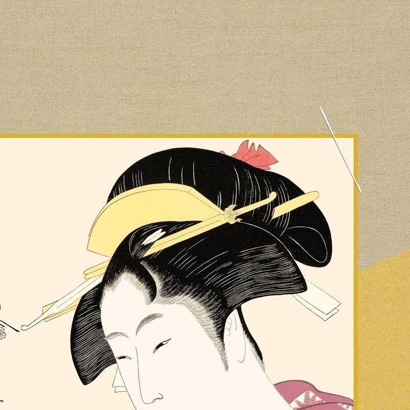 色紙掛 浮世絵 美人画 歌川歌麿 難波屋おきた 平安純綿デザイン