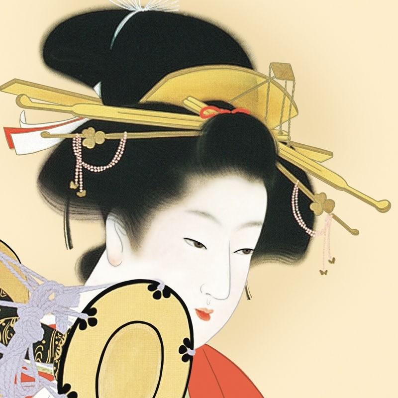 色紙絵 複写複製画色紙 上村松園 鼓の音 k10-016（代引き不可