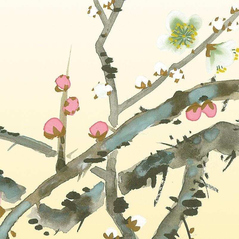 縁起物】【ちぎり絵】「紅梅・白梅」(P 10サイズ) 暮らしに彩りを 紅白