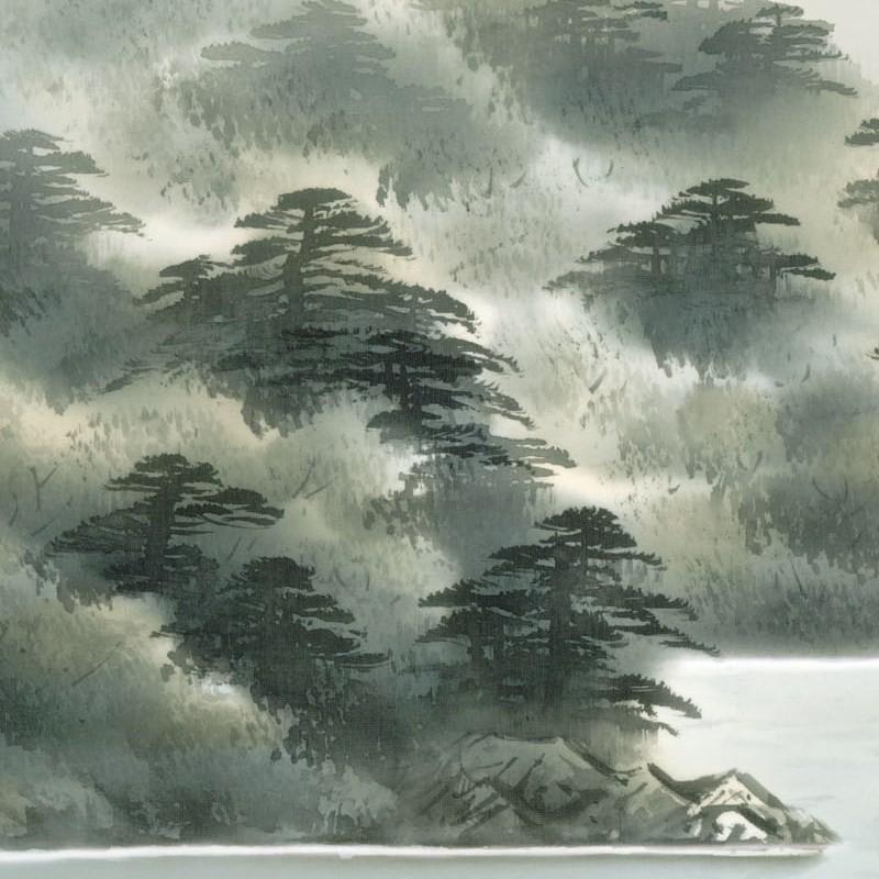 色紙　彩色山水画　3枚セット 山水画 色紙 富士憧憬 富士紅葉 伊藤渓山 高精細特色色紙 : 人形