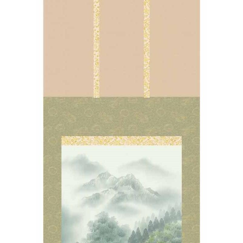 掛軸   幽山渓谷  鈴村秀山  尺五   山水画の掛軸   H29B1-N009の画像