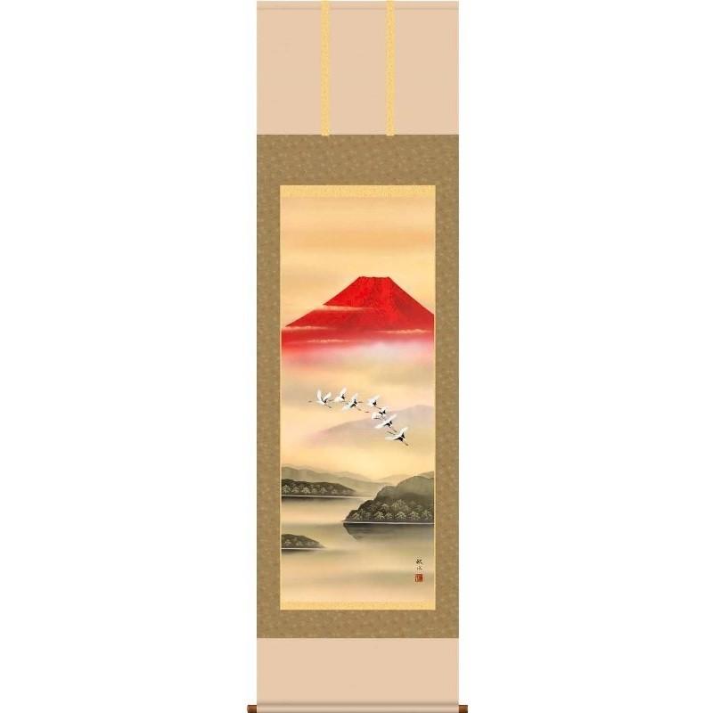 掛軸   赤富士飛翔  浮田秋水  尺五   山水画の掛軸   H29B3-032  世界文化遺産富士山