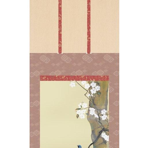 酒井抱一/山桜小禽図/桜に小鳥図/大横物/掛軸☆宝船☆Y-747JM