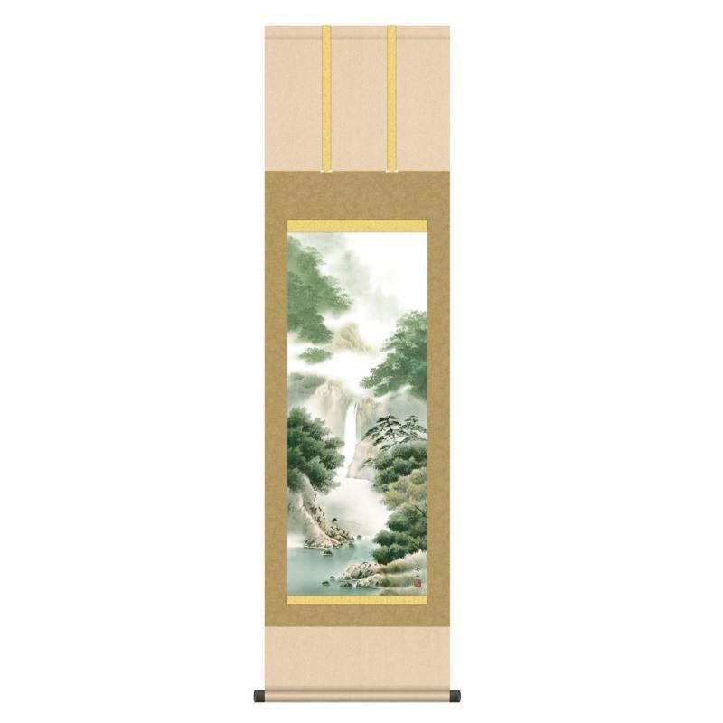 掛軸 日本画 景色画 鈴村秀山 幽山谷地形 ゆうざんけいこく 尺三 KZ3MB1-N036 (代引っ張ること不可) 美術、工芸品-掛け軸