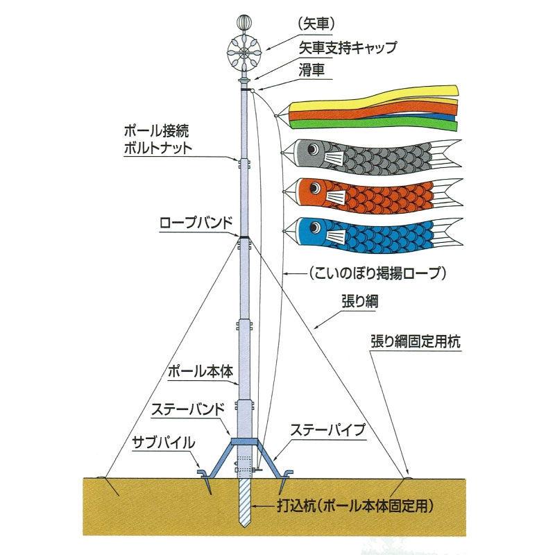 鯉のぼり用 ハイポール 10号 5m鯉用 kn-p-0110 : さくらソレイユ