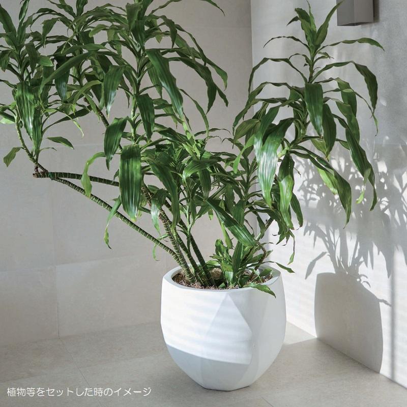花・観葉植物用ポット ファイバーストーン ポリゴナル ラウンド L 53/B 