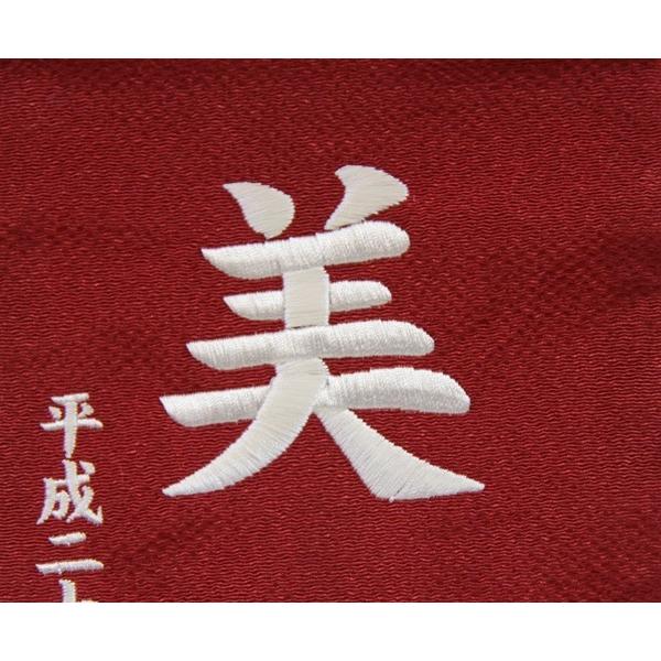 名前旗 押絵いちごうさぎ 赤生地 白色刺繍文字 特中 スタンド付き 3-iu-m-wの画像