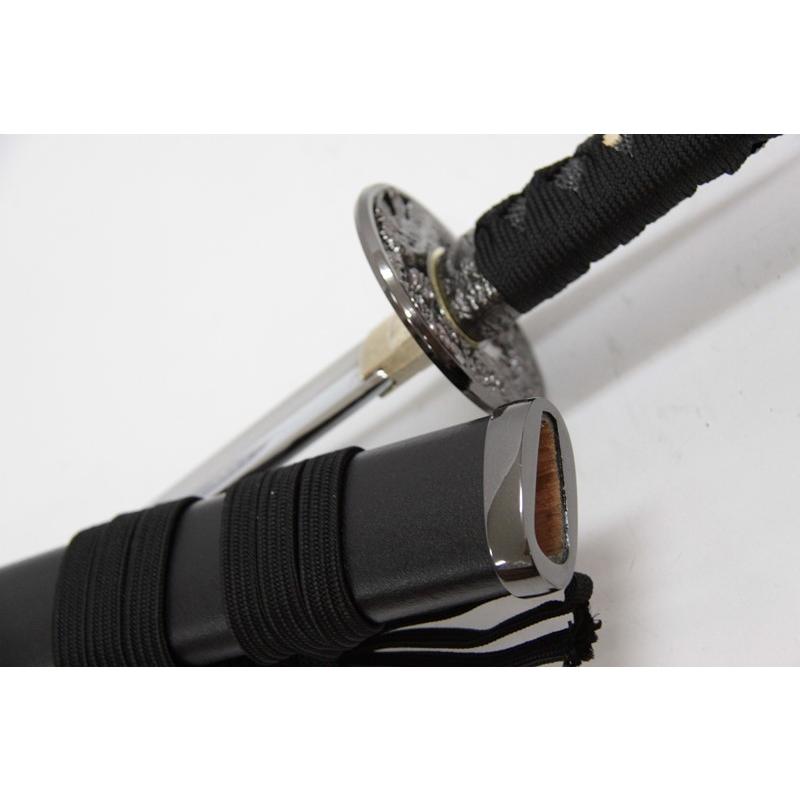 高級模造刀　非メッキ　黒拵え　砂型合金　互の目　 本造り　金具丁子油仕上げ 楽天市場】模造刀 居合刀 幕末勤王刀拵え 源清麿 大帽子鵜首造