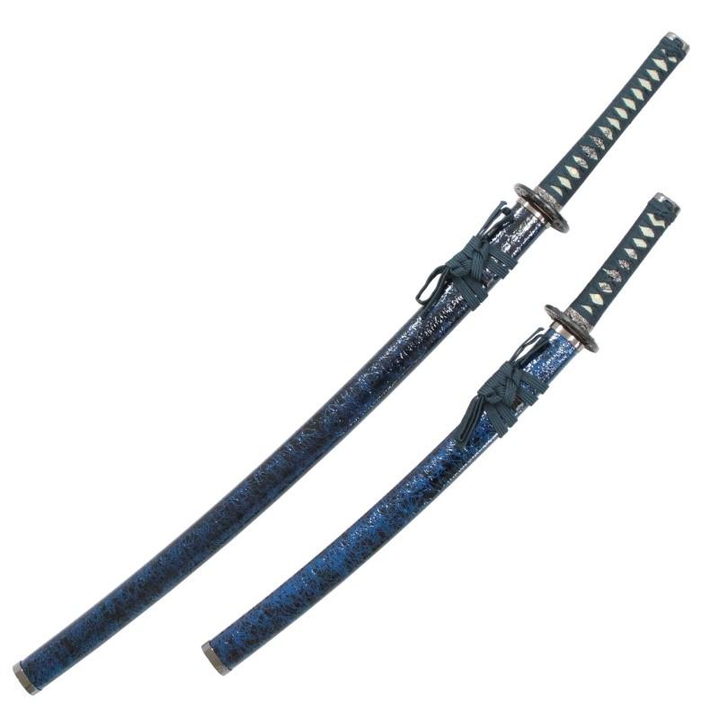 模造刀 雲シリーズ 青雲 大小刀 刃紋入り刀身 メッキ合金 neu045set
