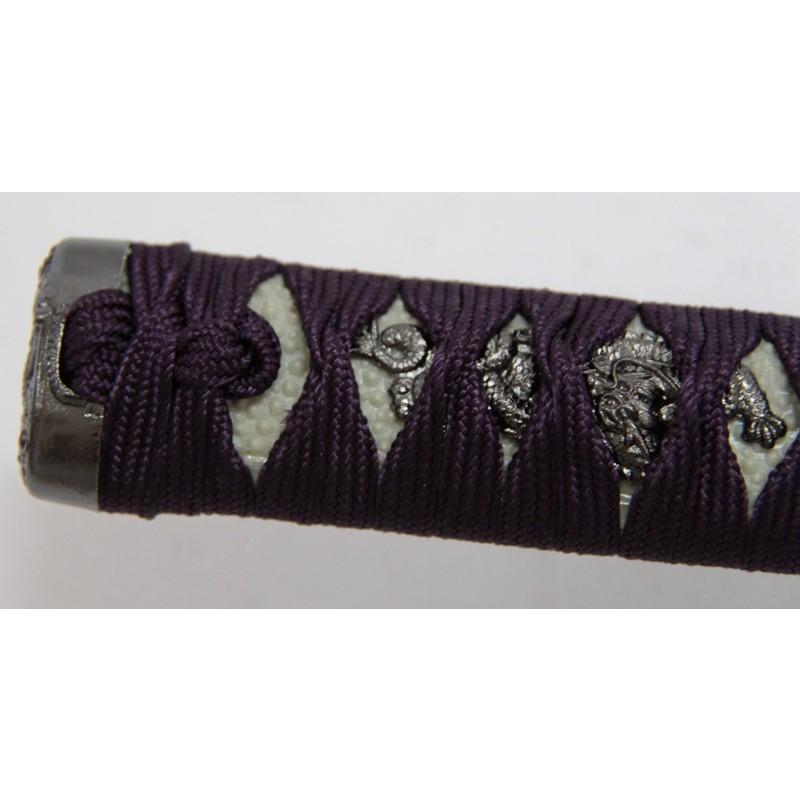 上級模造刀大小2本 金茶柄 金雲龍楕円鍔 茶梨地呂