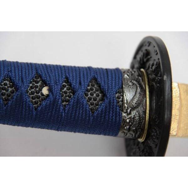 ★【期間限定最終特価！深青模造刀ペア】 ☆【2024.04.12】模造刀（美術刀） 黒石目 小刀 アルミ刀身 青糸