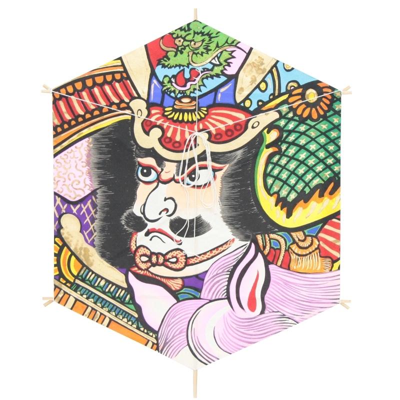 インテリア 手描き和凧 新大六角凧 約縦66×横53cm ロ-93ホ 武者絵