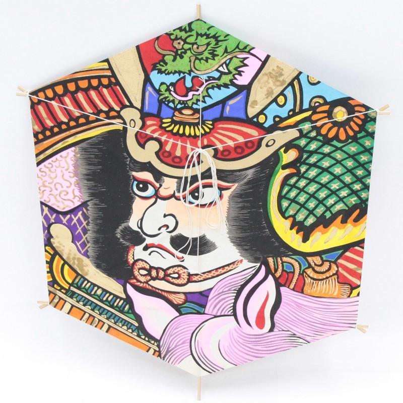 インテリア 手描き和凧 新大六角凧 約縦66×横53cm ロ-93ホ 武者絵