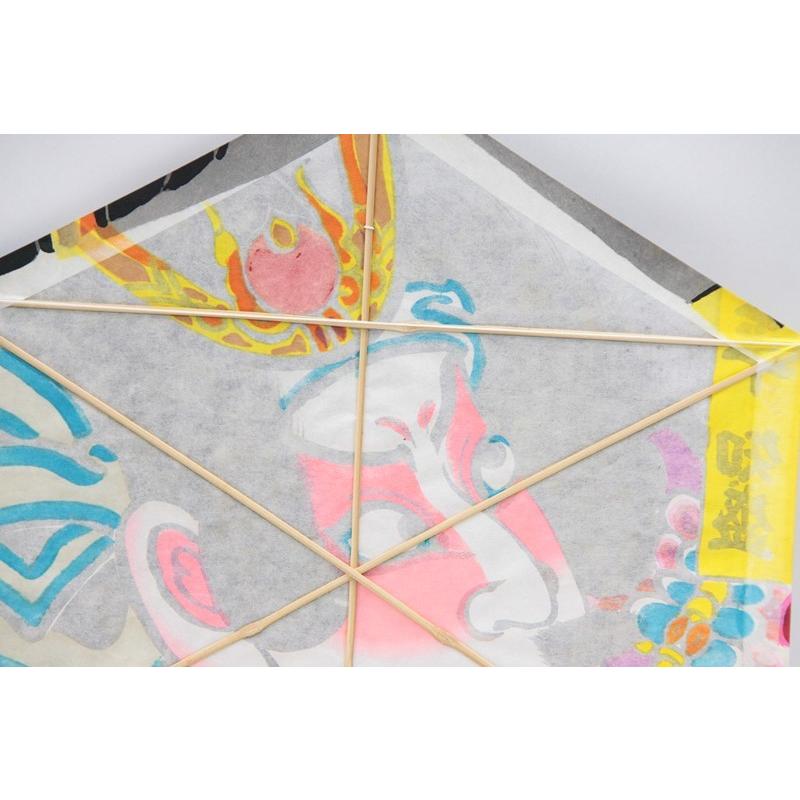 インテリア 手描き和凧 特大六角凧 約縦76×横65cm ロ-15ニ 歌舞