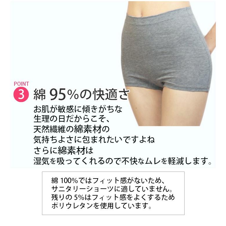 サニタリーショーツ 夜用 深め ナイト用 2枚セット 生理用ショーツ