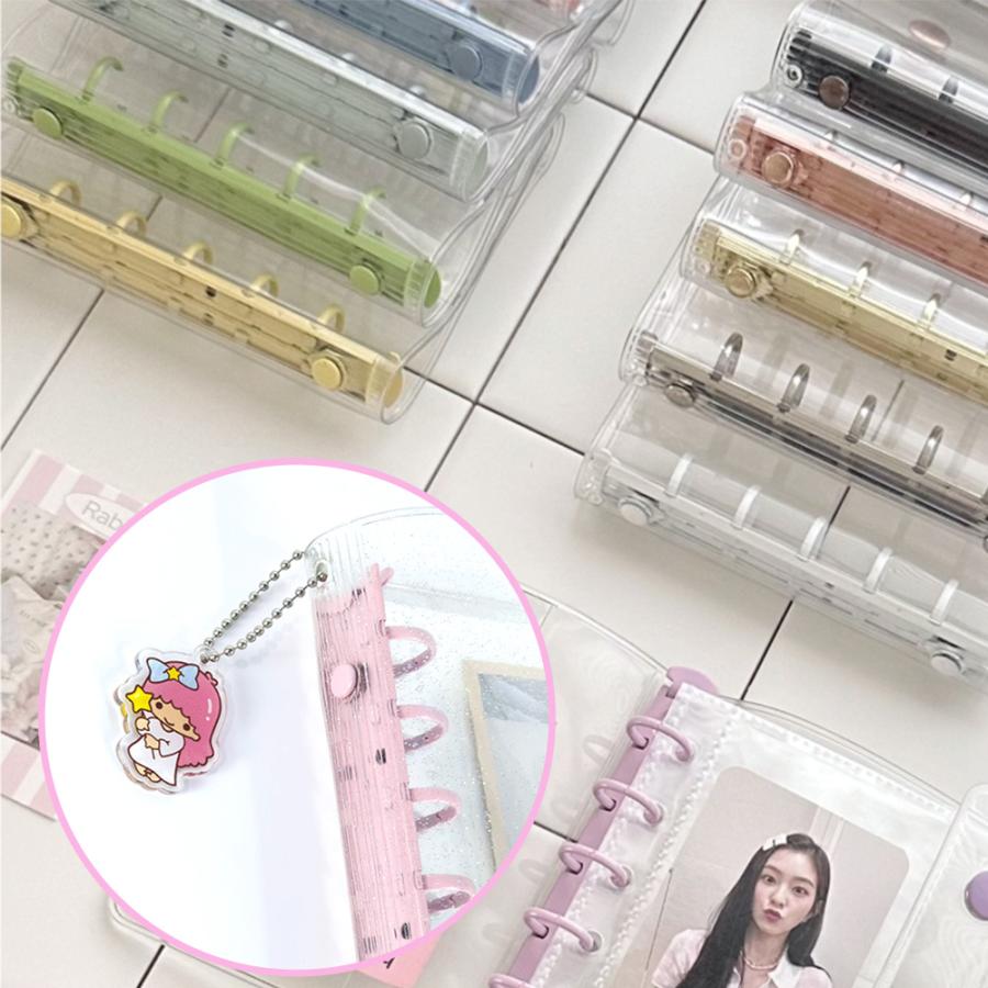 シール帳 バインダー A7 M5 シール 手帳 クリア 星柄 ラメ ケース ミニ