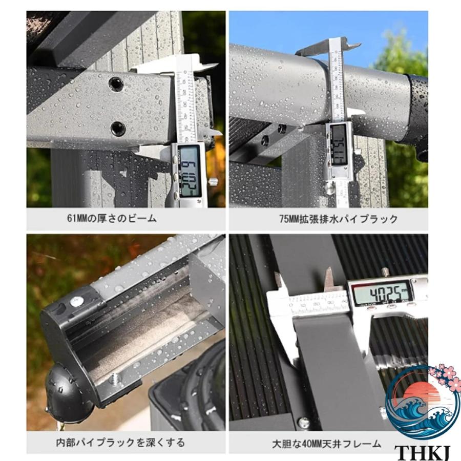 屋外パーゴラ アルミフレームパティオパビリオン 屋外ポリカーボネートガゼボ アルミパーゴラパティオ THKJ デッキ ポーチ 庭 芝生用 3x4m 使いやすいの画像