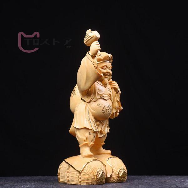 大黒天 大黒様 手彫り 一木彫刻置物 THKJ 福を呼ぶ 七福神 縁起物 