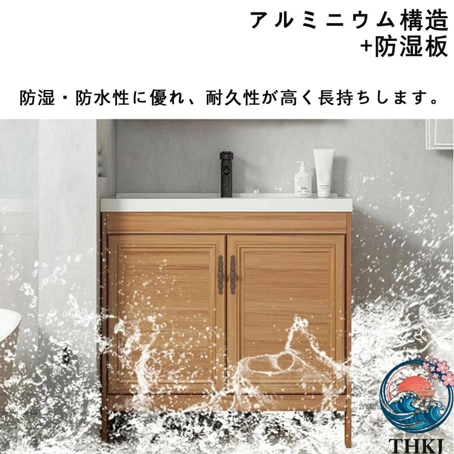 洗面台 洗面ボウル ロッカー付 洗面化粧台 洗面所 THKJ 収納 キャビネット 混合水栓洗面器ホワイト 洗面ボール 手洗い鉢手洗い器 陶器製 おしゃれ 快適_4