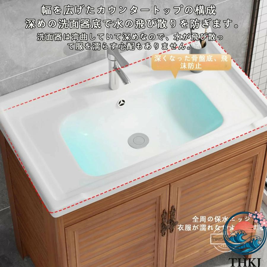 洗面台 洗面ボウル ロッカー付 洗面化粧台 洗面所 THKJ 収納 キャビネット 混合水栓洗面器ホワイト 洗面ボール 手洗い鉢手洗い器 陶器製 おしゃれ 快適_5