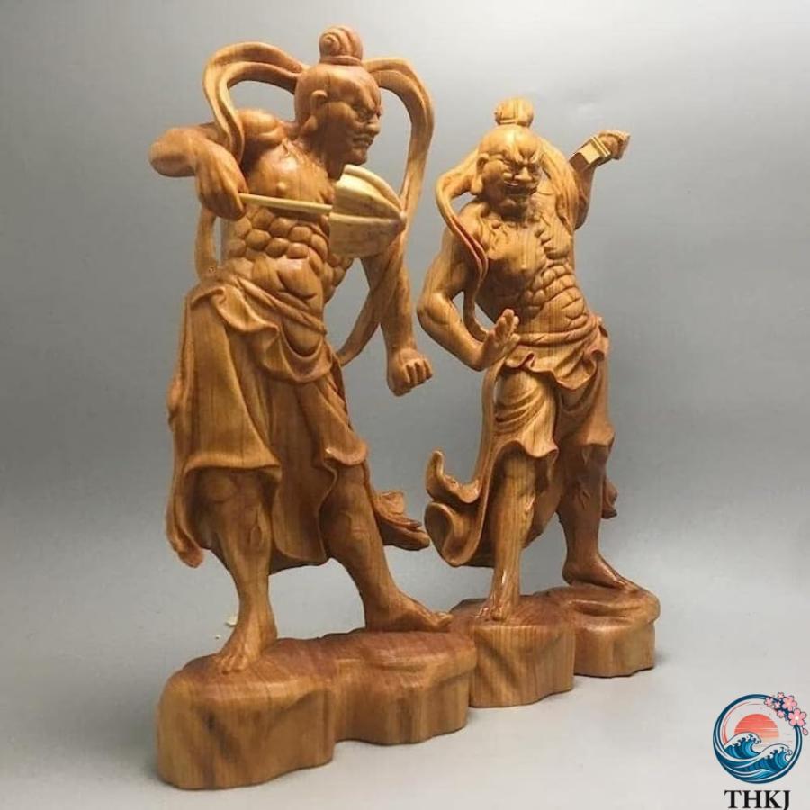 木彫り 金剛力士像 阿吽 一対 彫刻 オブジェ 置物 金剛力士像 阿吽像 仁王像 金剛力士 2種セット 木彫り 仏壇仏像