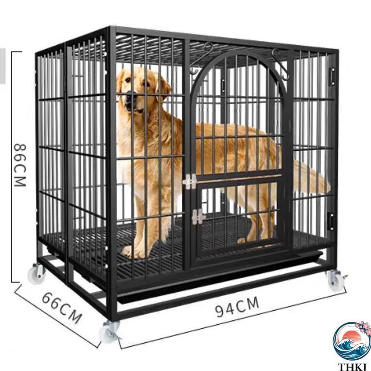 ペットケージ 鉄製 犬檻 犬小屋 折りたたみ式 ペットサークル THKJ ドッグケージ ペットフェンス 大型 中型犬用 ペット用品 ダブルドア 使いやすい おすすめの画像