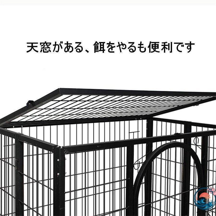 ペットケージ 鉄製 犬檻 犬小屋 折りたたみ式 ペットサークル THKJ ドッグケージ ペットフェンス 大型 中型犬用 ペット用品 ダブルドア 使いやすい おすすめの画像