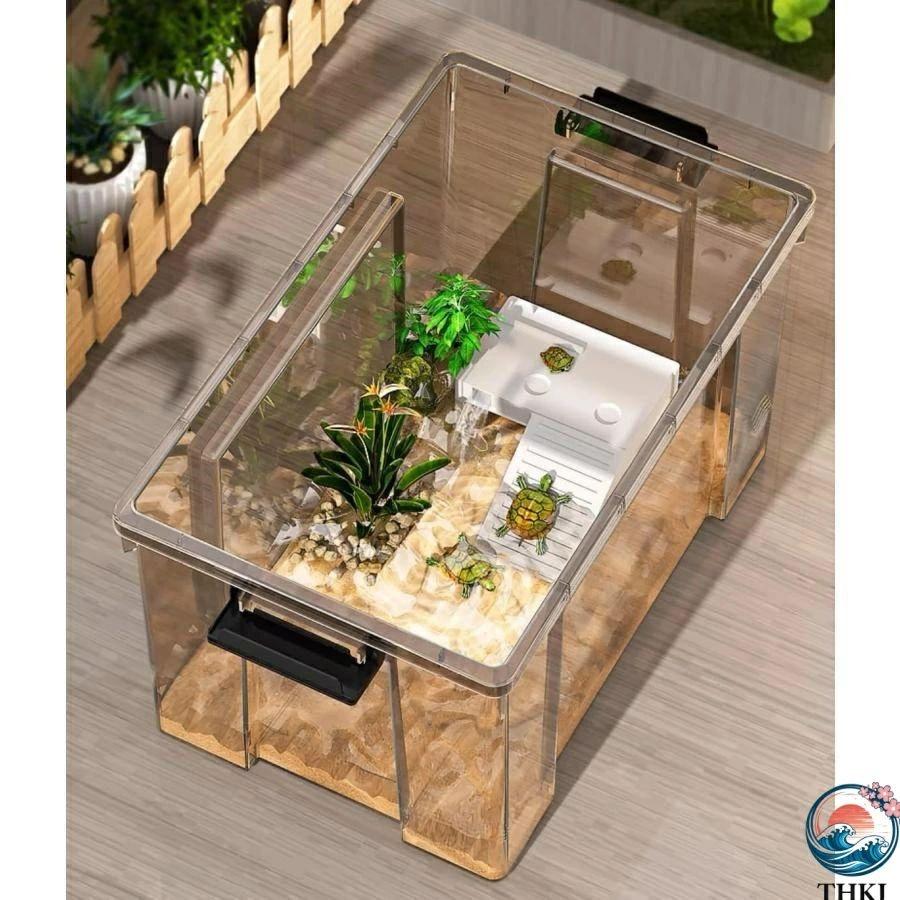 プラスチック水槽 大 ヒーター付き 亀飼育用水槽 亀水槽 大型プラスチック水槽 THKJ 大型カメ飼育ケース